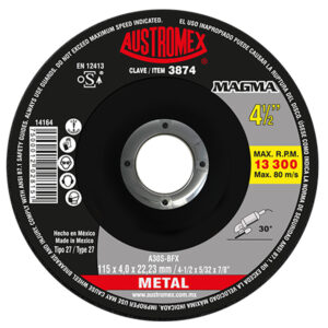 3874 Disco de desbaste para acero inoxidable de 115 x 4.0 x 22.23, MAGMA