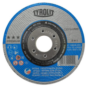 4224 Disco de desbaste Tyrolit Cerabond de 115 x 7.0 x 22.23 mm, 2 en 1 (Cerabond X)